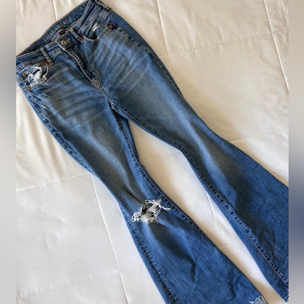 American Eagle Flare Ripped Jeans